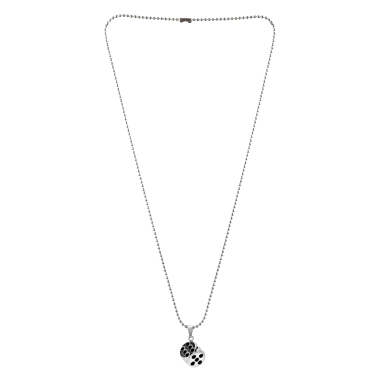 گردنبند استیل 316 ضد حساسیت 70 سانتی طرح تاس 1.5 سانتی وارداتی