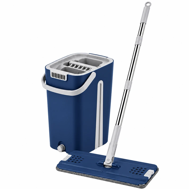 ست سطل و زمین‌شوی مدل Scratch Mop دو مخزنه به همراه پد میکروفایبر