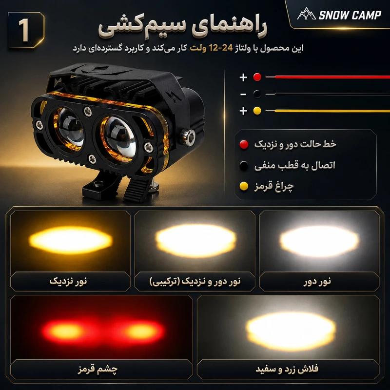 پروژکتور آفرودی اسنو کمپ مدل Road Light بسته دو عددی