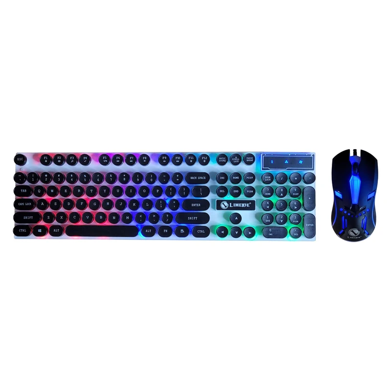 کیبورد و ماوس گیمینگ لایمید مدل GTX300NEW RGB سوئیچ ممبران، Full-Size، نور پردازی LED RGB