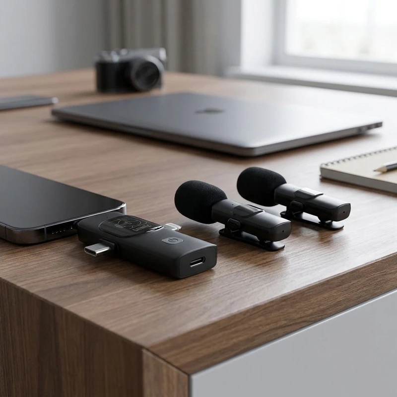 میکروفون بی سیم یقه ای لومیز مدل 2mic-3way با درگاه اتصال اتصال تایپ سی و لایتنینگ