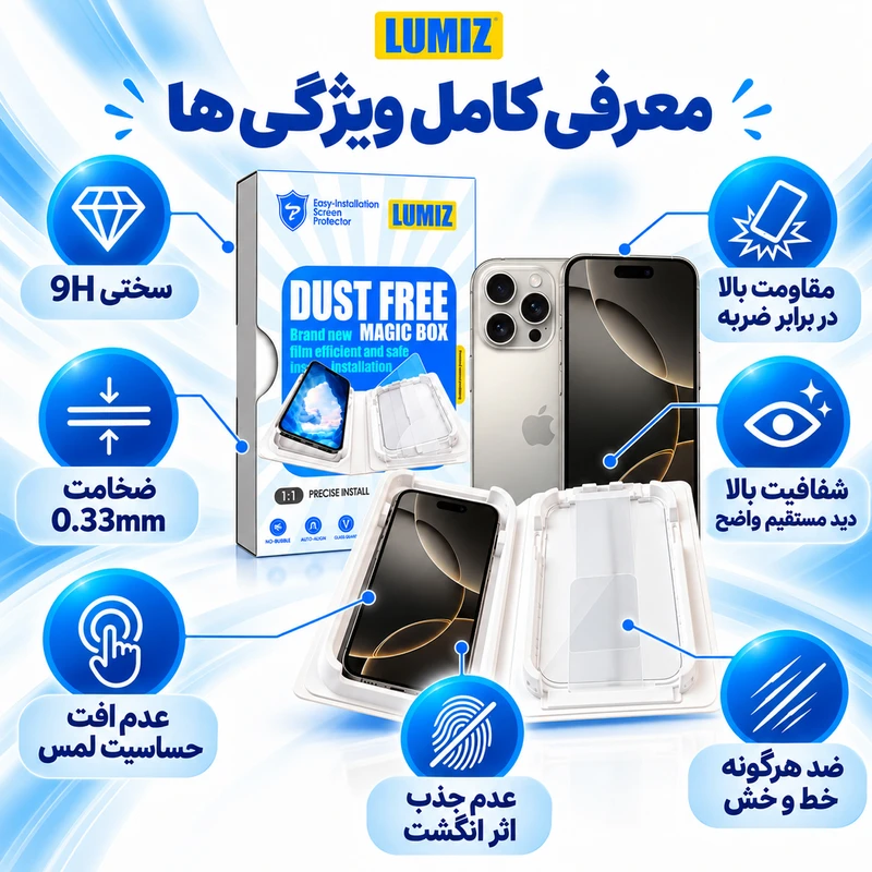 محافظ صفحه نمایش مدل EASY-INSTALL مناسب برای گوشی موبایل اپل آیفون 16 پرومکس / iphone 16 Pro Max