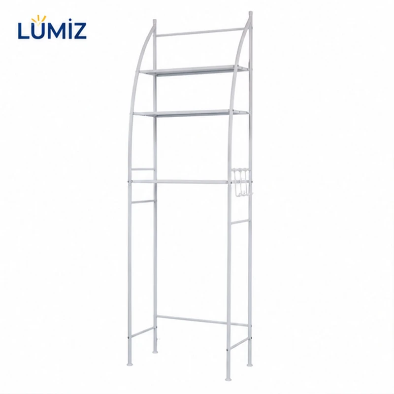 استند و قفسه نگهدارنده حمام مدل سلف توالت فرنگی کد TM-0092 فلزی سه طبقه دیواری