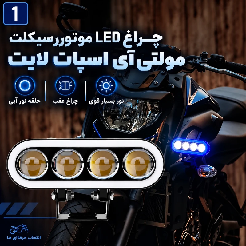 پروژکتور آفرودی خودرو و موتور سیکلت مدل 4lensBlue Daylight