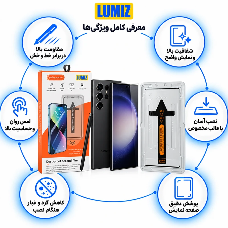 محافظ صفحه نمایش مدل EASY-INSTALL مناسب برای گوشی موبایل سامسونگ Samsung Galaxy S23 Ultra