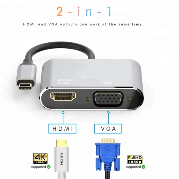 مبدل USB-C به HDMI/VGA مدل DJ61316