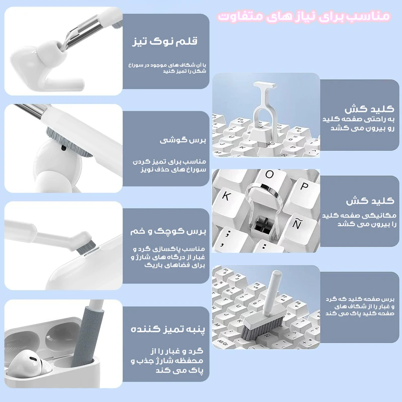 کیت تمیز کننده 22 تکه زیر دستی مدل QS-22 