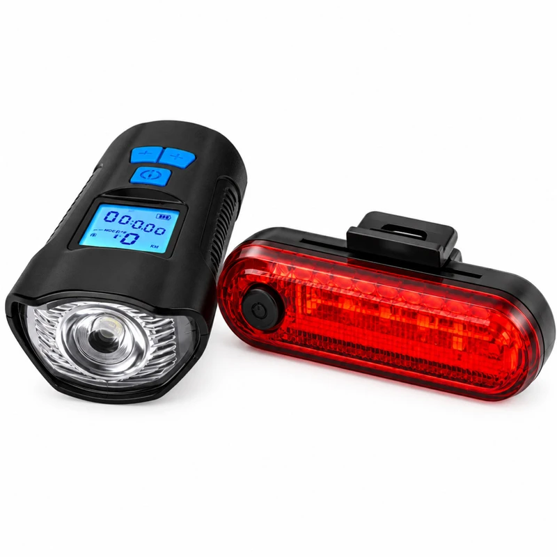 مجموعه  کیلومتر دیجیتال و چراغ جلو و عقب دوچرخه مدل FY-317