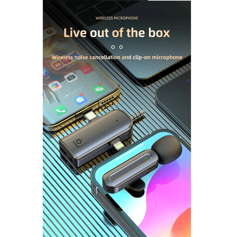 میکروفن بی سیم مدل SX26 با درگاهای اتصال Type-c و lightening و جک 3.5 میلیمتری